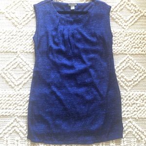 H&M Printed Blue Tie-Belt Sleeveless Dress